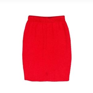 St John red santana knit pencil skirt